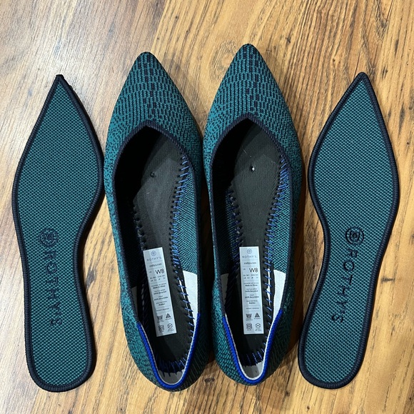 Rothy's Points in "Spruce Python," teal and navy, NWOB, size 8 - Picture 12 of 14